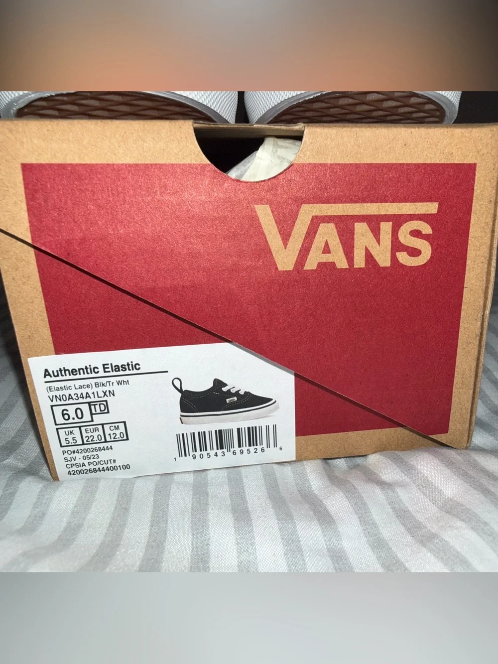 🆕 Vans Toddler Black & White Kids Slip-On Sneakers (Elastic)